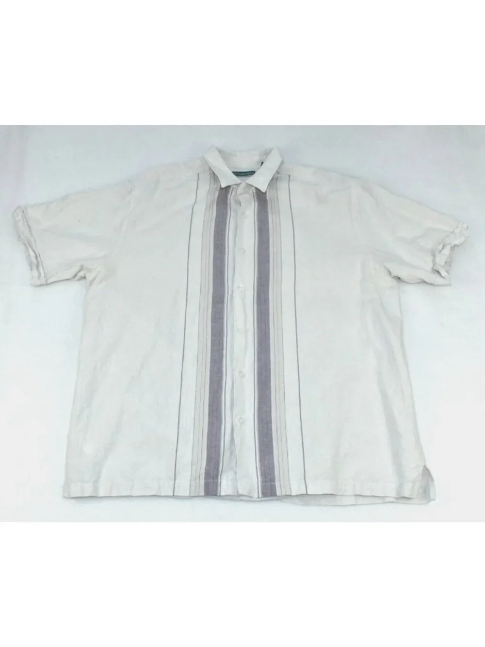 Cubavera Men's Shirt Size‎ XL Beige Linen/Cotton Guayabera Short Sleeve Button